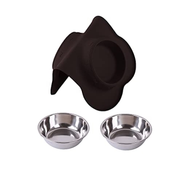 Hubulk Pet Dog Bowls with Non-Skid Mat and Food Scoop