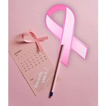 Fundraising for a Cause Large Pink Ribbon - Donation Paper Ribbons - Breast Cancer Awareness Accessories - Temporary Decals & Decorations - Cutouts to Support and Care for Women (1 Pack - 50 Ribbons)