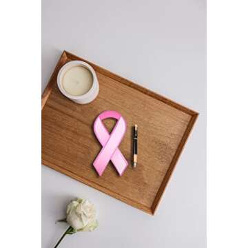 Fundraising for a Cause Large Pink Ribbon - Donation Paper Ribbons - Breast Cancer Awareness Accessories - Temporary Decals & Decorations - Cutouts to Support and Care for Women (1 Pack - 50 Ribbons)
