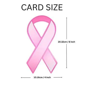 Fundraising for a Cause Large Pink Ribbon - Donation Paper Ribbons - Breast Cancer Awareness Accessories - Temporary Decals & Decorations - Cutouts to Support and Care for Women (1 Pack - 50 Ribbons)