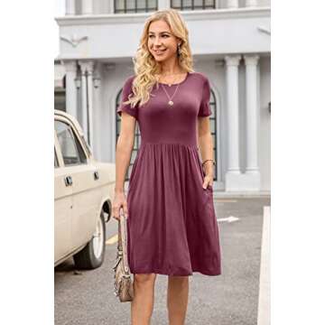 DB MOON Women Mauve Casual Summer Dress with Pockets