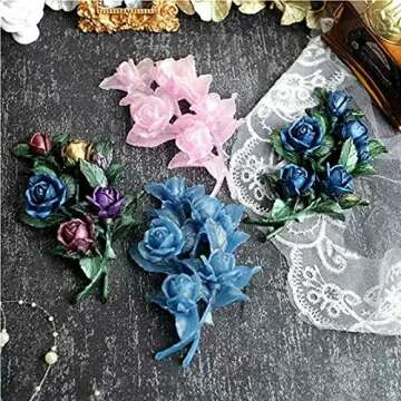 3D Flowers Silicone Fondant Molds Rose Cake Chocolate Moulds Dried Flower Jewelry Decorative Mould Resin Epoxy Clay Molds Pastry Baking Tools