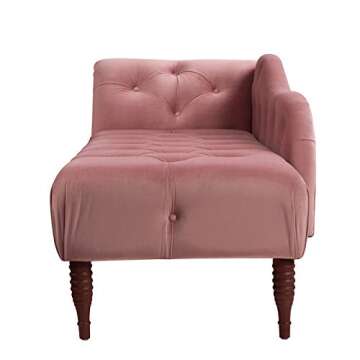 Jennifer Taylor Home Samuel Tufted Roll Arm Chaise Lounge, Ash Rose Pink Velvet
