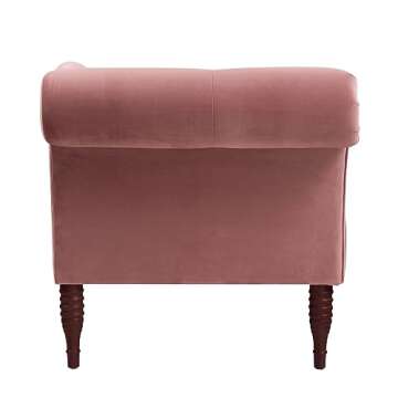 Jennifer Taylor Home Samuel Tufted Roll Arm Chaise Lounge, Ash Rose Pink Velvet