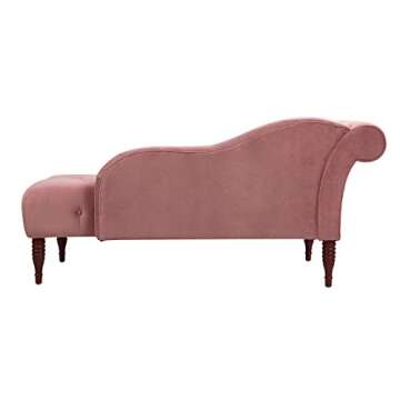Jennifer Taylor Home Samuel Tufted Roll Arm Chaise Lounge, Ash Rose Pink Velvet