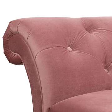 Jennifer Taylor Home Samuel Tufted Roll Arm Chaise Lounge, Ash Rose Pink Velvet