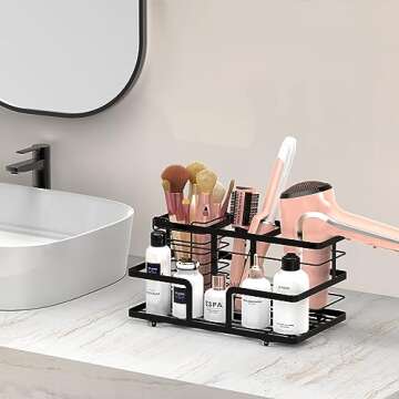 YIGII Hair Tool Organizer - Bathroom Counter Organizer Hair Dryer Holder, Vanity Caddy with Removable Cup Storage for Hair Dryer Accessories, Makeup, Toiletries