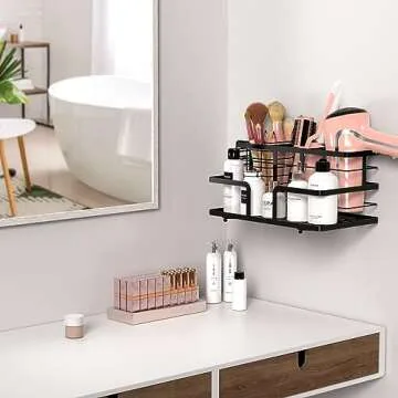 YIGII Hair Tool Organizer - Bathroom Counter Organizer Hair Dryer Holder, Vanity Caddy with Removable Cup Storage for Hair Dryer Accessories, Makeup, Toiletries