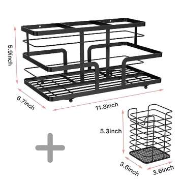 YIGII Hair Tool Organizer - Bathroom Counter Organizer Hair Dryer Holder, Vanity Caddy with Removable Cup Storage for Hair Dryer Accessories, Makeup, Toiletries