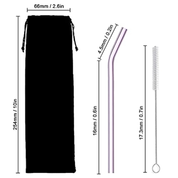 Elegant 10pcs Pink Glass Straws Set - Reusable & Durable