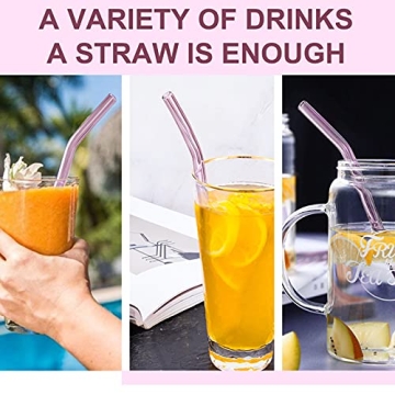 Elegant 10pcs Pink Glass Straws Set - Reusable & Durable
