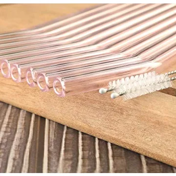 Elegant 10pcs Pink Glass Straws Set - Reusable & Durable