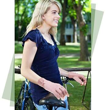 SATINIOR 4 Pairs Women Sunscreen Fingerless Gloves UV Protection Summer Sunblock Gloves for Driving,...