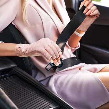 SATINIOR 4 Pairs Women Sunscreen Fingerless Gloves UV Protection Summer Sunblock Gloves for Driving, Medium(Lace and Bowknot)