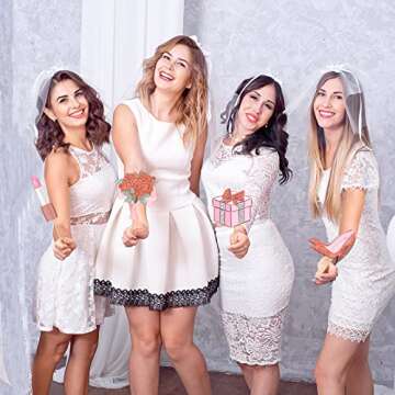 26 Pieces Bridal Shower Wedding Photo Booth Props Bachelorette Photo Props Rose Gold Pink Future Wife Party Decorations for Bridal Shower Out Hen Party Gift Accessories