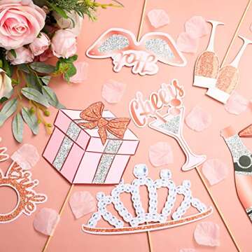 26 Pieces Bridal Shower Wedding Photo Booth Props Bachelorette Photo Props Rose Gold Pink Future Wife Party Decorations for Bridal Shower Out Hen Party Gift Accessories