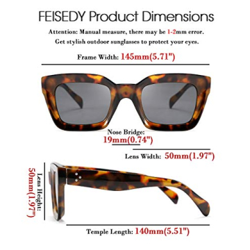 FEISEDY Classic Women Sunglasses Fashion Thick Square Frame UV400 B2471