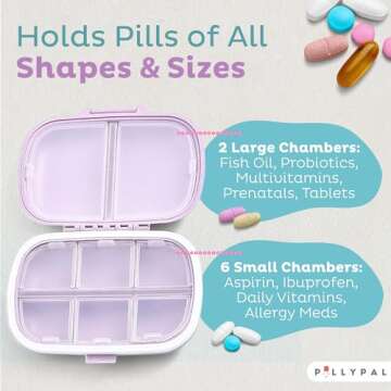 PillyPal V2 Travel Pill Organizer - 8 Slot Compact Case