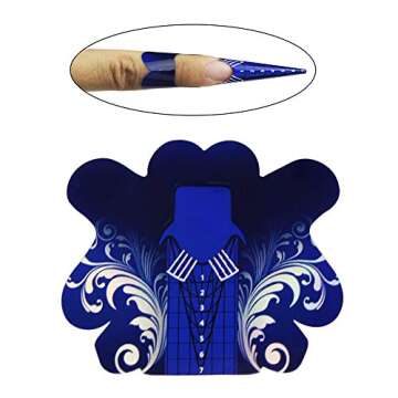 Finger Angel 500PCS Stiletto Nail Forms Acrylic Curve Nails UV Gel Nail Extension Nail Art Guide Form Self-Adhesive Sticker