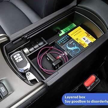 JOJOMARK Compatible with Honda Accord 2018 2019 2020 2021 2022 Accessories Center Console Tray Organizer (NOT fit for Manual Transmission)