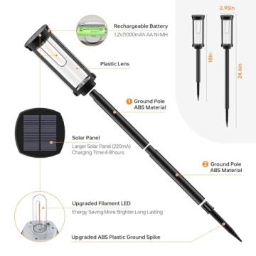 BITPOTT Bright Solar Pathway Lights - 8 Pack Outdoor Lighting