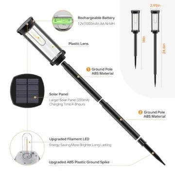 BITPOTT Bright Solar Pathway Lights - 8 Pack Outdoor Lighting