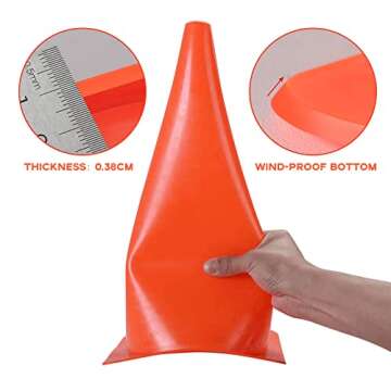 12 Inch Traffic Training Sports Cones, [10 Pack] Orange Safety Cones, Soccer Basketball Cones for Dr...