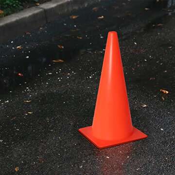 12 Inch Traffic Training Sports Cones, [10 Pack] Orange Safety Cones, Soccer Basketball Cones for Drills, Plastic Marker Cones for Indoor/Outdoor Activity & Festive Events