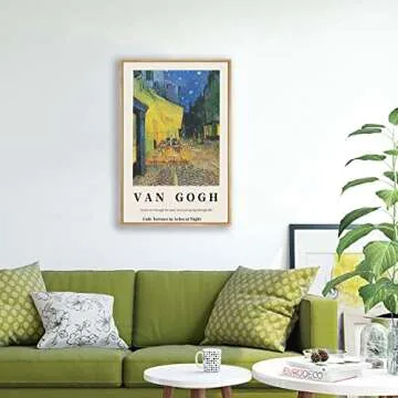 Gufro Van Gogh Framed Canvas Art - Cafe Terrace at Night Wall Art