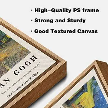 Gufro Van Gogh Framed Canvas Art - Cafe Terrace at Night Wall Art
