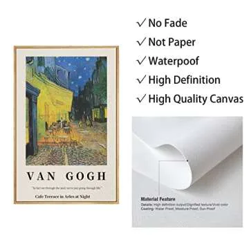 Gufro Van Gogh Framed Canvas Art - Cafe Terrace at Night Wall Art