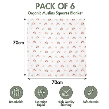 GLLQUEN BABY Muslin Swaddle Blankets for Newborns 6 Pack