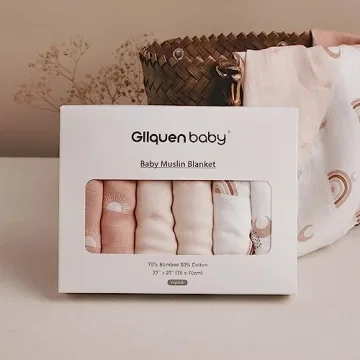 GLLQUEN BABY Muslin Swaddle Blankets for Newborns 6 Pack