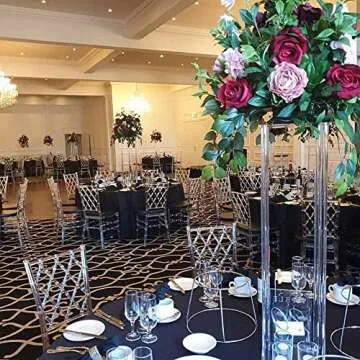 Simprefine 32" Tall Clear Acrylic Flower Stand Decor