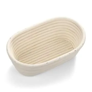 Saint Germain Bakery Premium Round Bread Banneton Basket with Liner - Perfect Brotform Proofing Basket for Making Beautiful Bread (10 inch Oval)