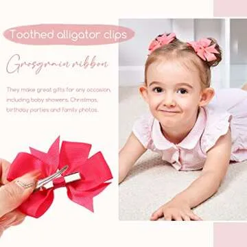 60PCS Toddler Hair Bows with Alligator Clips - Colorful Accessories