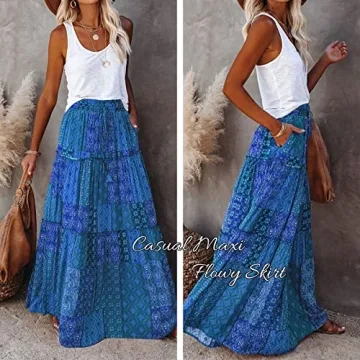 EARKOHA Casual High Waist Maxi Skirt with Pockets