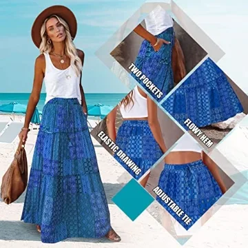 EARKOHA Casual High Waist Maxi Skirt with Pockets