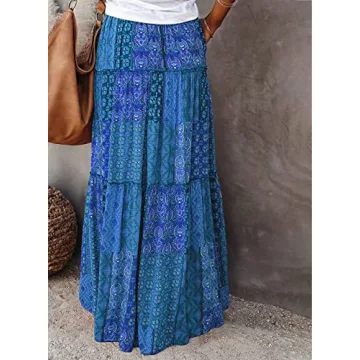 EARKOHA Casual High Waist Maxi Skirt with Pockets