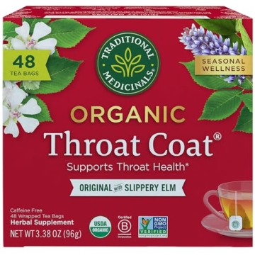 Traditional Medicinals Organic Throat Coat Tea, Soothes Throat Health, 48 Bags
