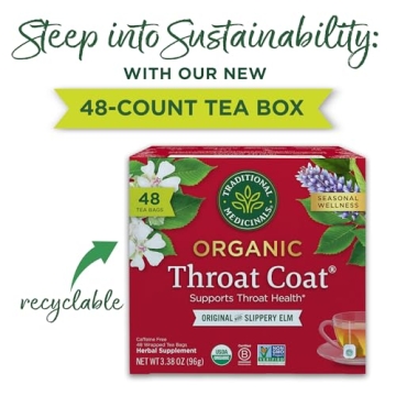 Organic Throat Coat Tea for Soothing Wellness 48 Bags