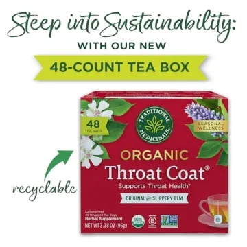 Organic Throat Coat Tea for Soothing Wellness 48 Bags