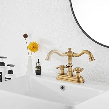 Antique Brass Bathroom Faucet with 360° Swivel Spout