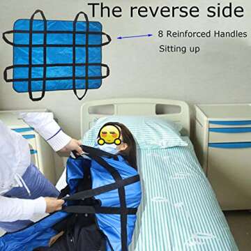 Positioning Bed Pad with Handles 48" X 40" Incontinence Mattress Bedding Protector Liner Underpad Straps for Easy Lift & Transfer Reusable Washable Hospital Quality