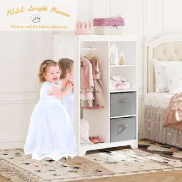 UTEX Kids Dress Up Storage with Mirror - Versatile Closet Armoire for Kids Room