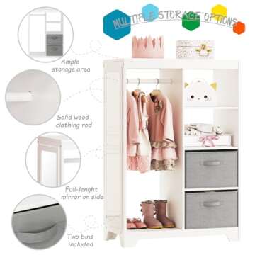 UTEX Kids Dress Up Storage with Full Length Mirror