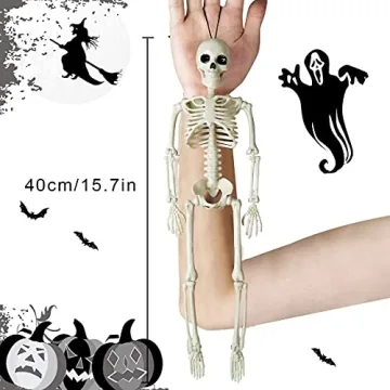 BOMPOW 15" Posable Skeletons Perfect for Halloween Fun