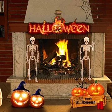 BOMPOW 15" Posable Skeletons Perfect for Halloween Fun