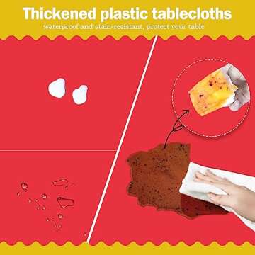 tujol Red 6 Pack Plastic Table Cloth 54" x 108", Disposable Tablecloths Rectangle Table Cover, Plastic Table Cloths for Parties