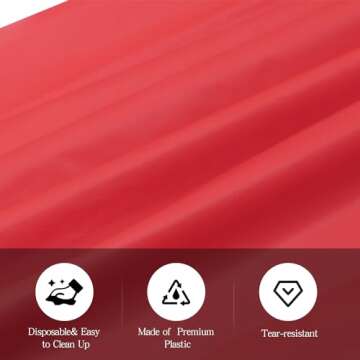 tujol Red 6 Pack Plastic Table Cloth 54" x 108", Disposable Tablecloths Rectangle Table Cover, Plastic Table Cloths for Parties